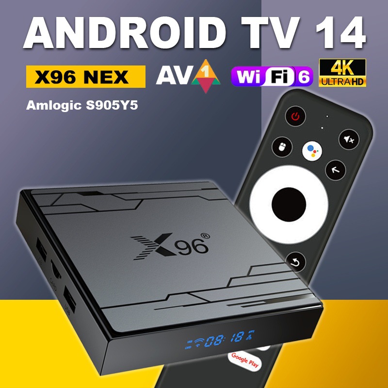 跨境X96 NEX机顶盒S905Y5安卓14wifi6网络播放器4K高清tv box批发