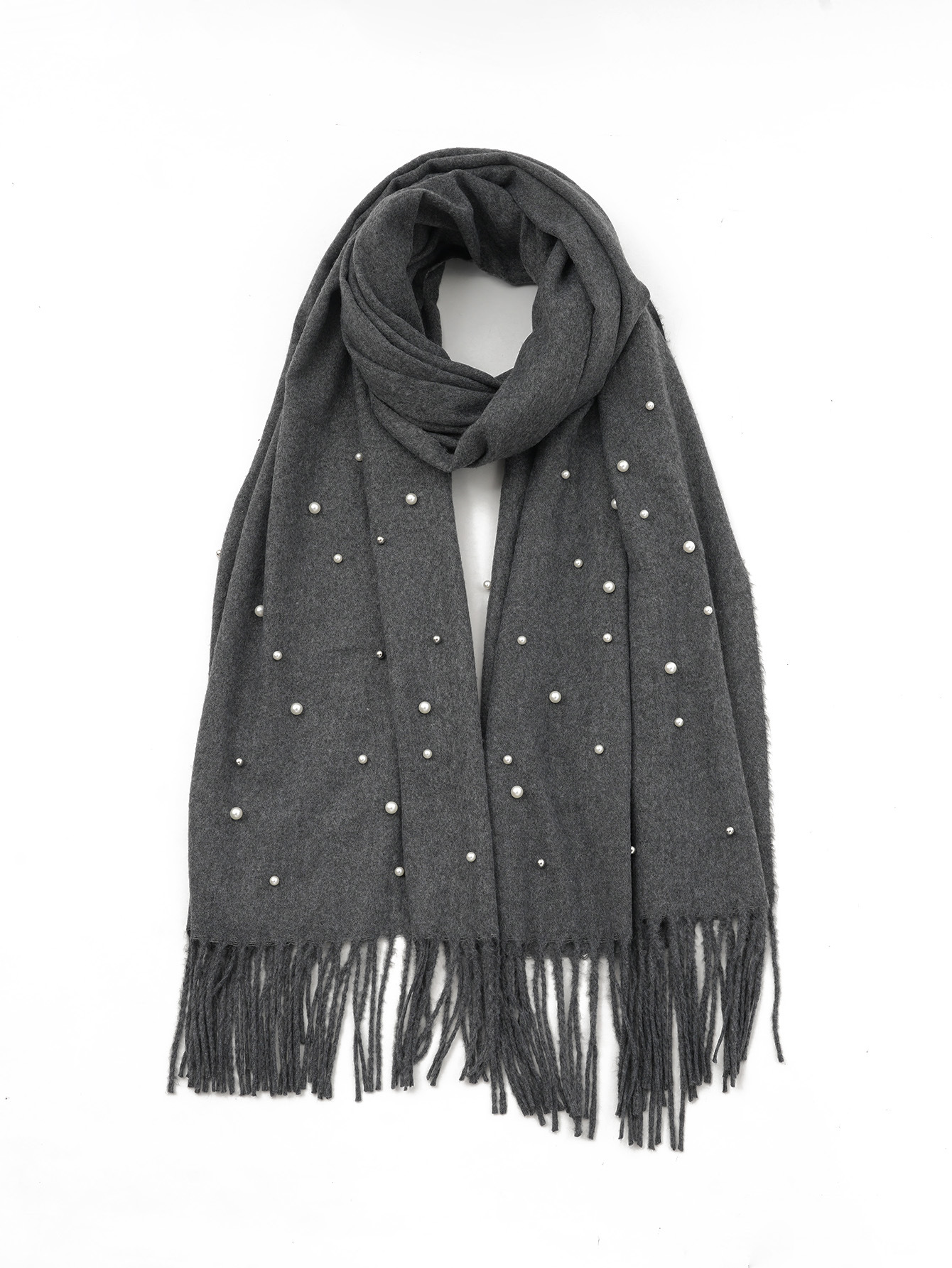 Vente chaude nouvelle automne et hiver couleur unie cheveux épineux clou perle châle en Europe et en Amérique, écharpe femme gland chaud épaissi_voghion.com