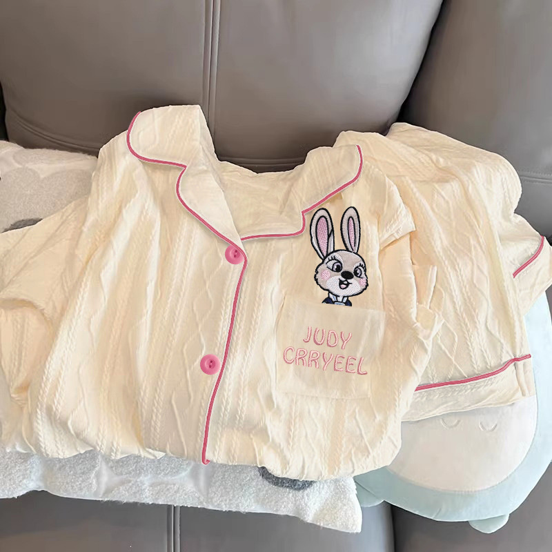 Crazy animal city cartoon rabbit spring pajamas women's imitation cotton jacquard home clothes long sleeve suit real shot wholesale