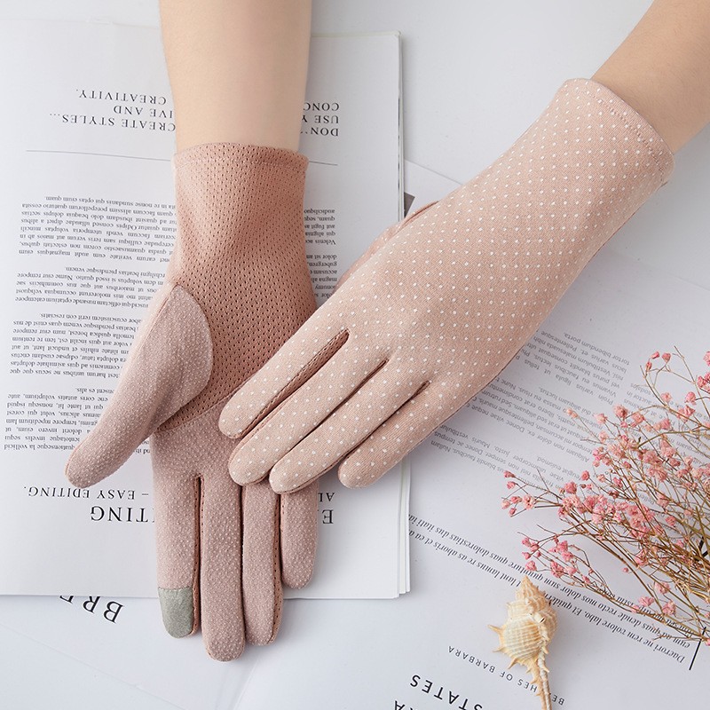 Guantes de protección solar Guantes de pantalla táctil bordados de tela para mujer de primavera y verano
