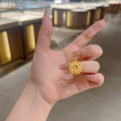 2025 新しい純銀メッキ 24 K 古代ゴールド Fuduo 八宝コンパスペンダント固体新中国風の卸売