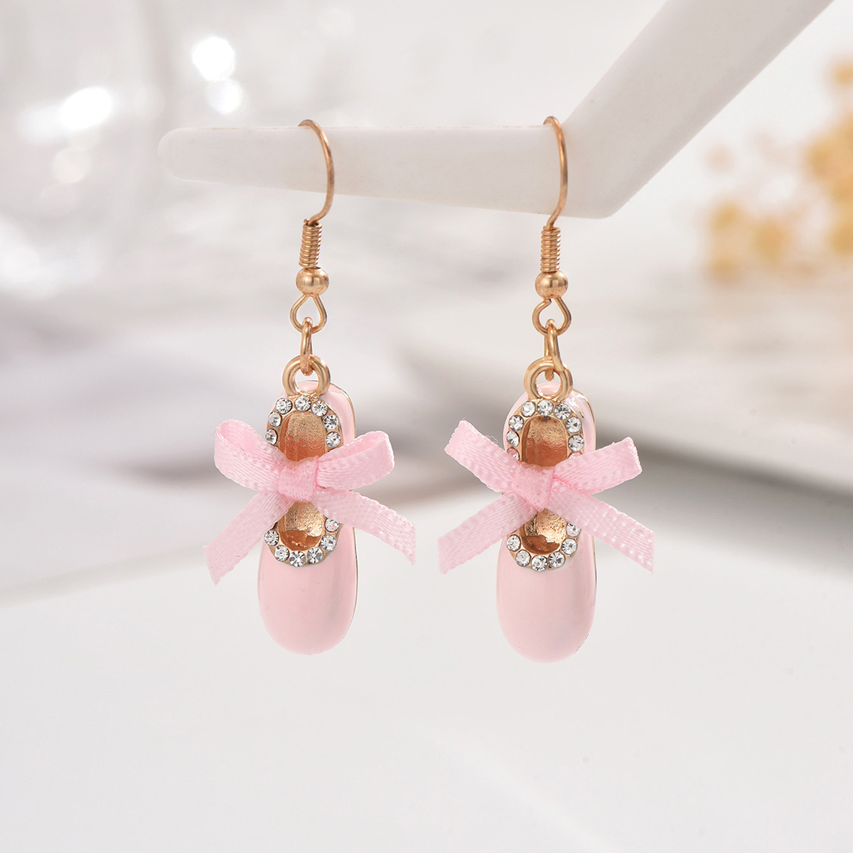 8g Weight Alloy Ear Needle Material 1 Pair Cute Ballet Shoes Plating Alloy Drop Earrings