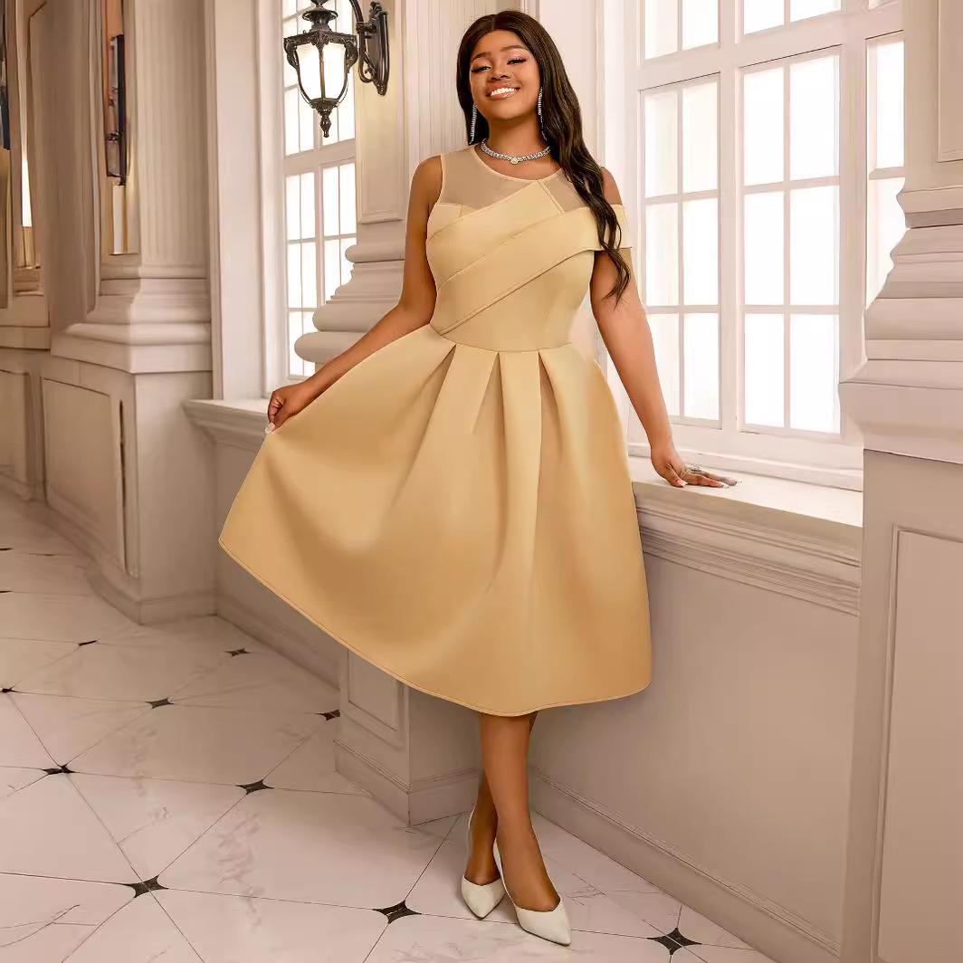 Women's Clothing Sexy sleeveless A line dress banquet party plus size graduation dress party dress_voghion.com