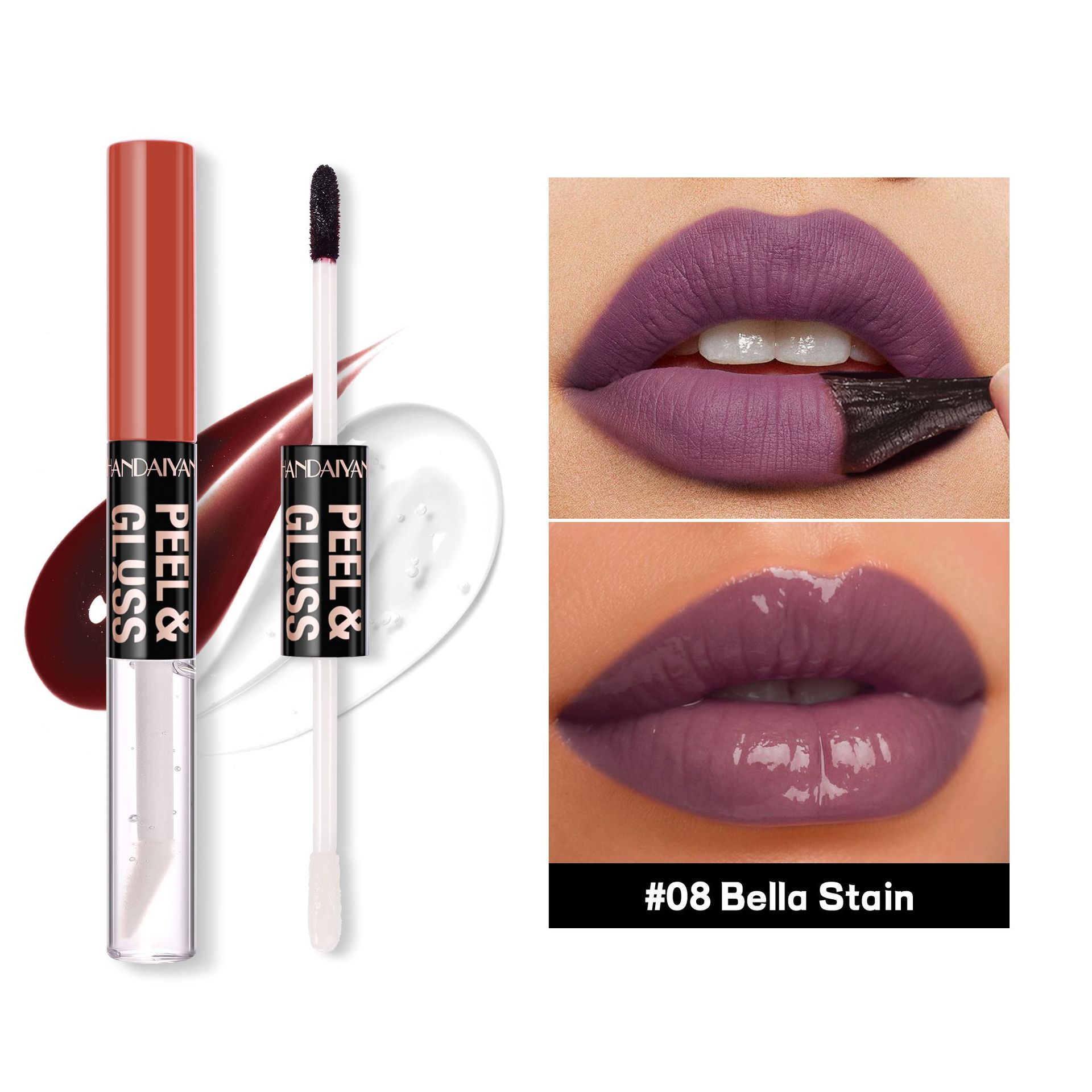 Transfronterizo rasgar lápiz labial mate impermeable HANDAIYAN humectante fácil de colorear reparación doble cabeza suave