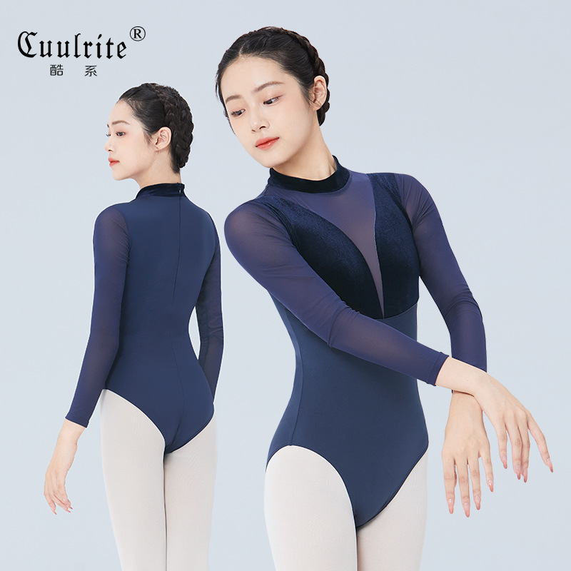 Dance costume Body adult velvet High collar Ballet Dancing clothes China dance Practice Arts exam Leotard