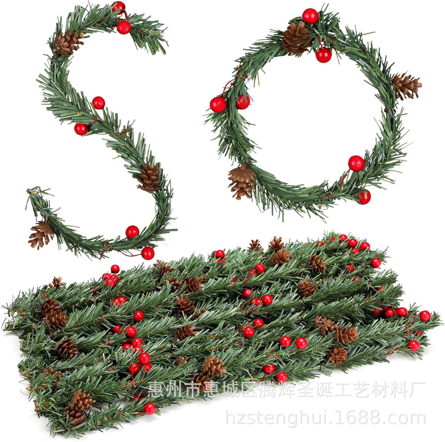 Cross-border hot selling Christmas wreath strap ring red berry…