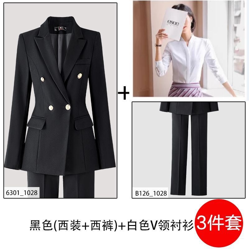 西装套装女职业正装大学生公考面试工作服气质高级感黑色西服外套|undefined