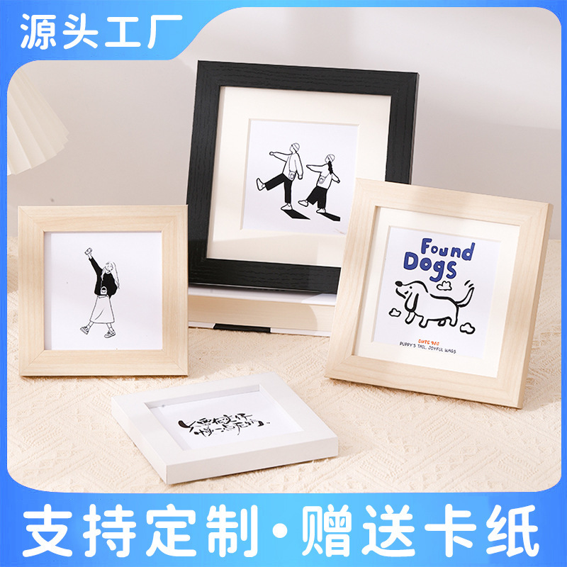 Oil Pastel Mini Photo Frame Square Display Stand 4inch 5inch 6inch 8inch Wooden Texture Painting Decorative Frame Custom-Made Oil Pastel Mini Photo Frame Square Display Stand 4inch 5inch 6inch 8inch Wooden Texture Painting Decorative Frame Custom-Made