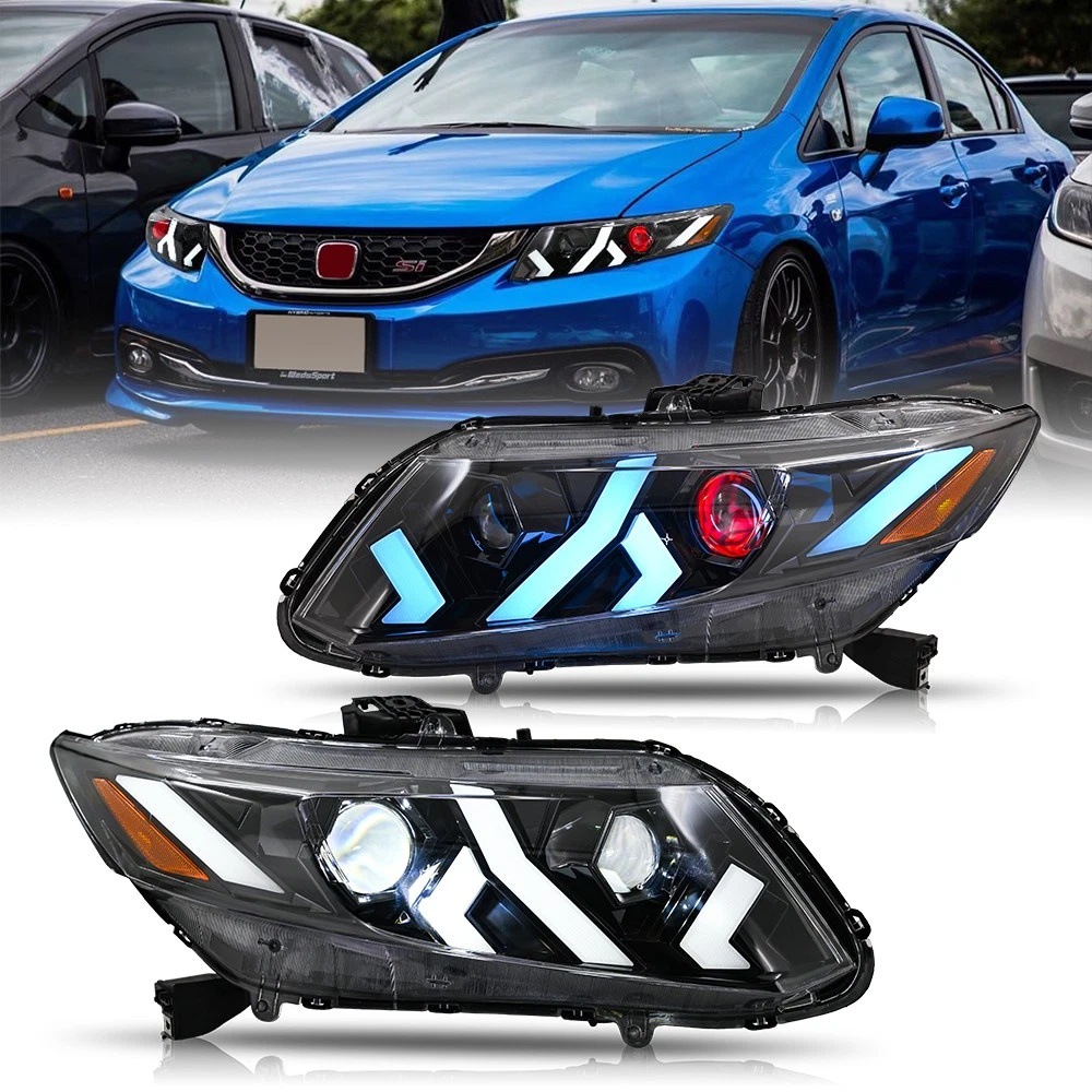 LED faralar yig'masi, Civic LED kunduzgi ishlaydigan chiroqlar va ketma-ket burilish chiroqlari bilan 12-15 Civic faralarini modernizatsiya qilish uchun mos keladi.