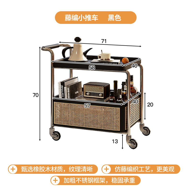 carro de comedor móvil con estante de mesa de comedor estilo medieval de madera maciza carro de salón doméstico mesa de té retro
