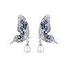 Silver needle, stone inlay, crystal, advanced fashionable earrings from pearl, bright catchy style, high-quality style, wholesale