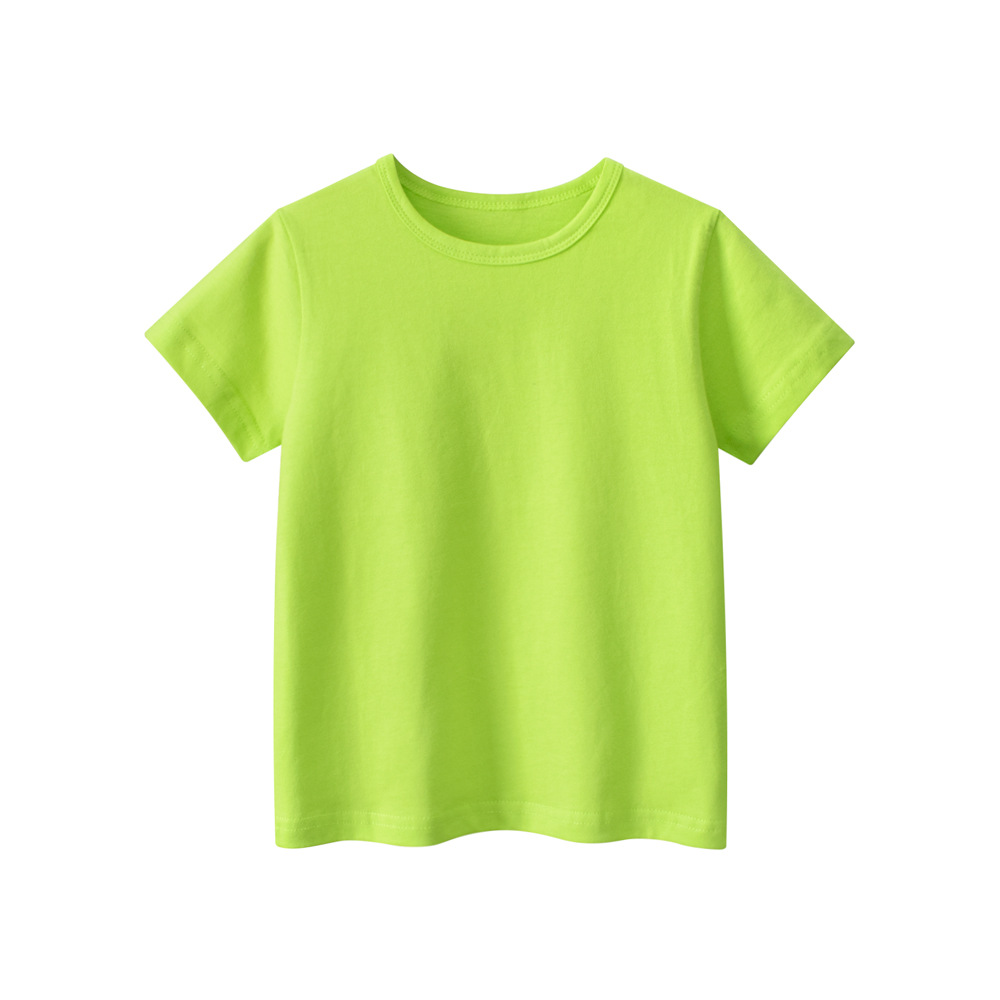 27kids camiseta de manga corta para niños ropa publicitaria de cuello redondo de color sólido de verano para niños