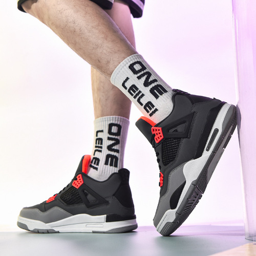 aj4 basketball shoes summer mesh breathable sports trendy shoes air cushion large size men's white shoes casual all-match sneakers