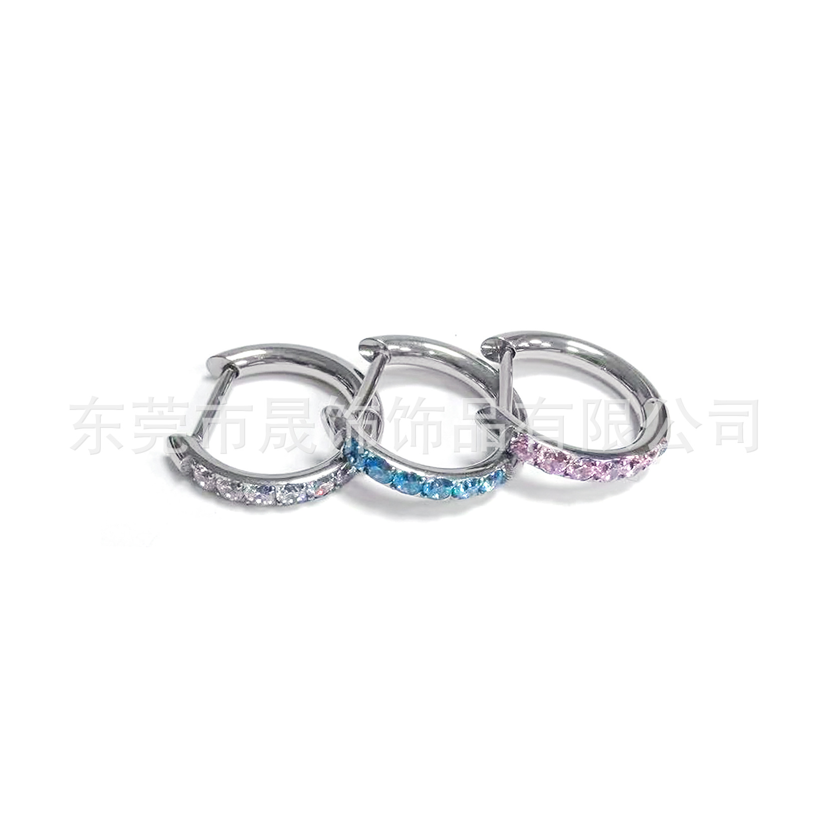F136 Titanium Alloy Earring D 半 Diamond 直 Needle Ear 扣 Studded 5A Cubic Zirconia 无缝圈G23 Titanium 人体 Piercing Jewelry