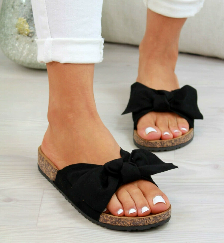 Summer sandals with bow, slippers platform, beach footwear, plus size, European style