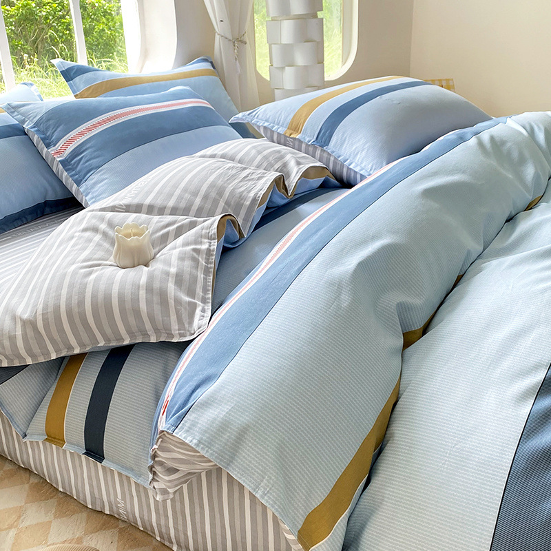 Ropa de cama de tres piezas de dormitorio de algodón fresco 4 ropa de cama de cuatro piezas de algodón 100 sábanas fundas de edredón