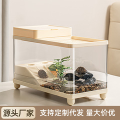 乌龟饲养缸生态造景家用带盖鱼缸爬宠爬台底部排水专用箱巴西龟缸