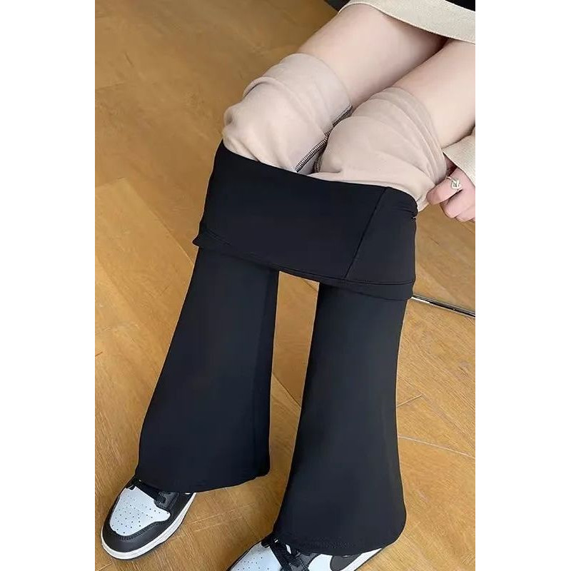 微喇鲨鱼裤女外穿秋冬高腰收腹提臀显瘦加绒打底裤瑜伽芭比喇叭裤