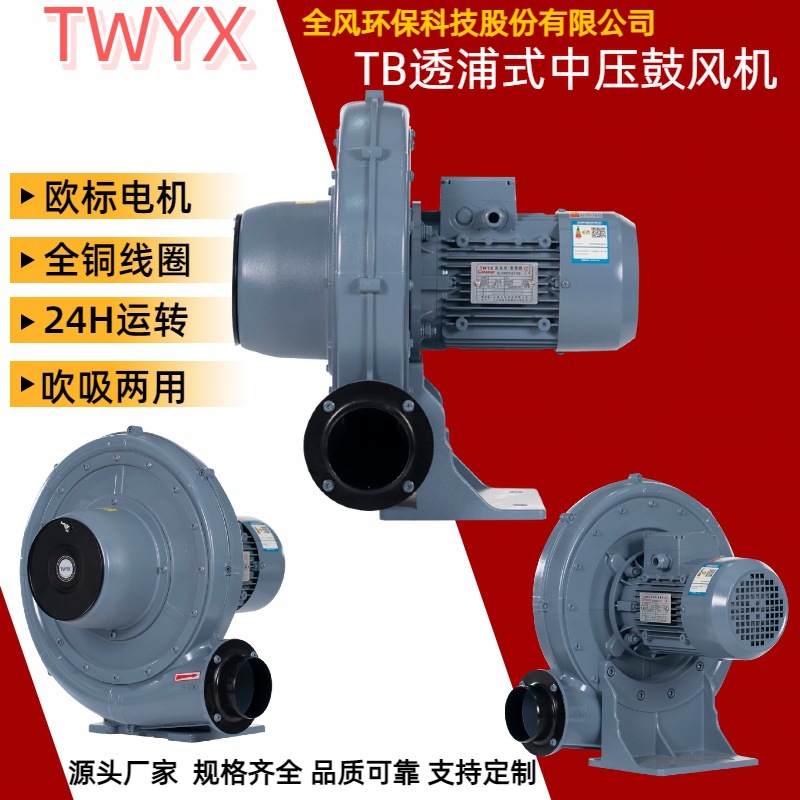 TB100-1透浦式中压风机功率0.75KW欧标电机全风环保科技TWYX厂家