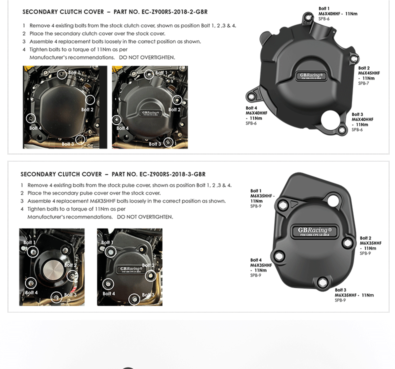 Suitable for Kawasaki Z900Rs Se2018-2025 Engine Protective Cover Gbracing Engine Anti-Fall Side Cover