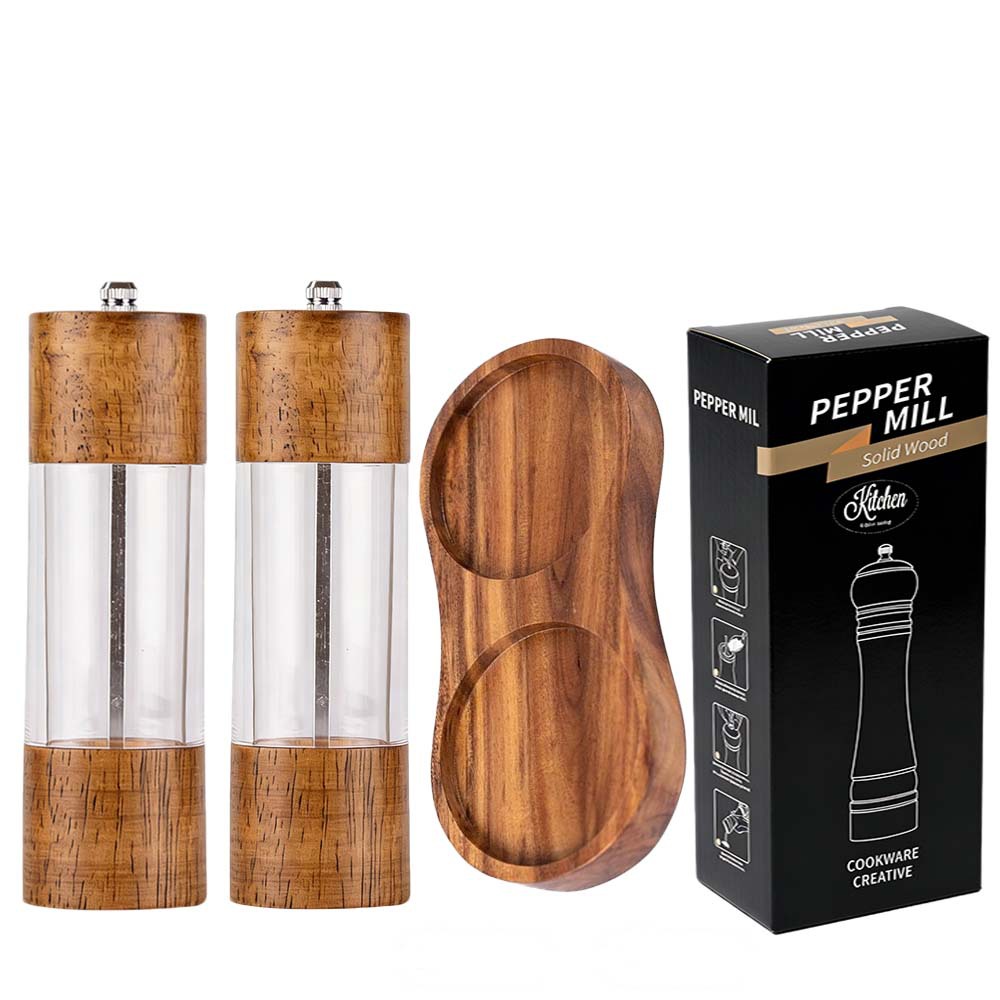 Molino de pimienta de madera núcleo cerámico manual acrílico polvo de pimienta sal marina molino multipropósito herramientas de cocina multipropósito para el hogar