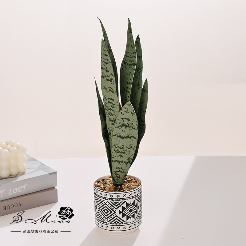 Flores falsas de alta calidad hojas de orquídea tigre flores de simulación de bonsai decoración creativa de moda plantación verde artificial simulación de maceta