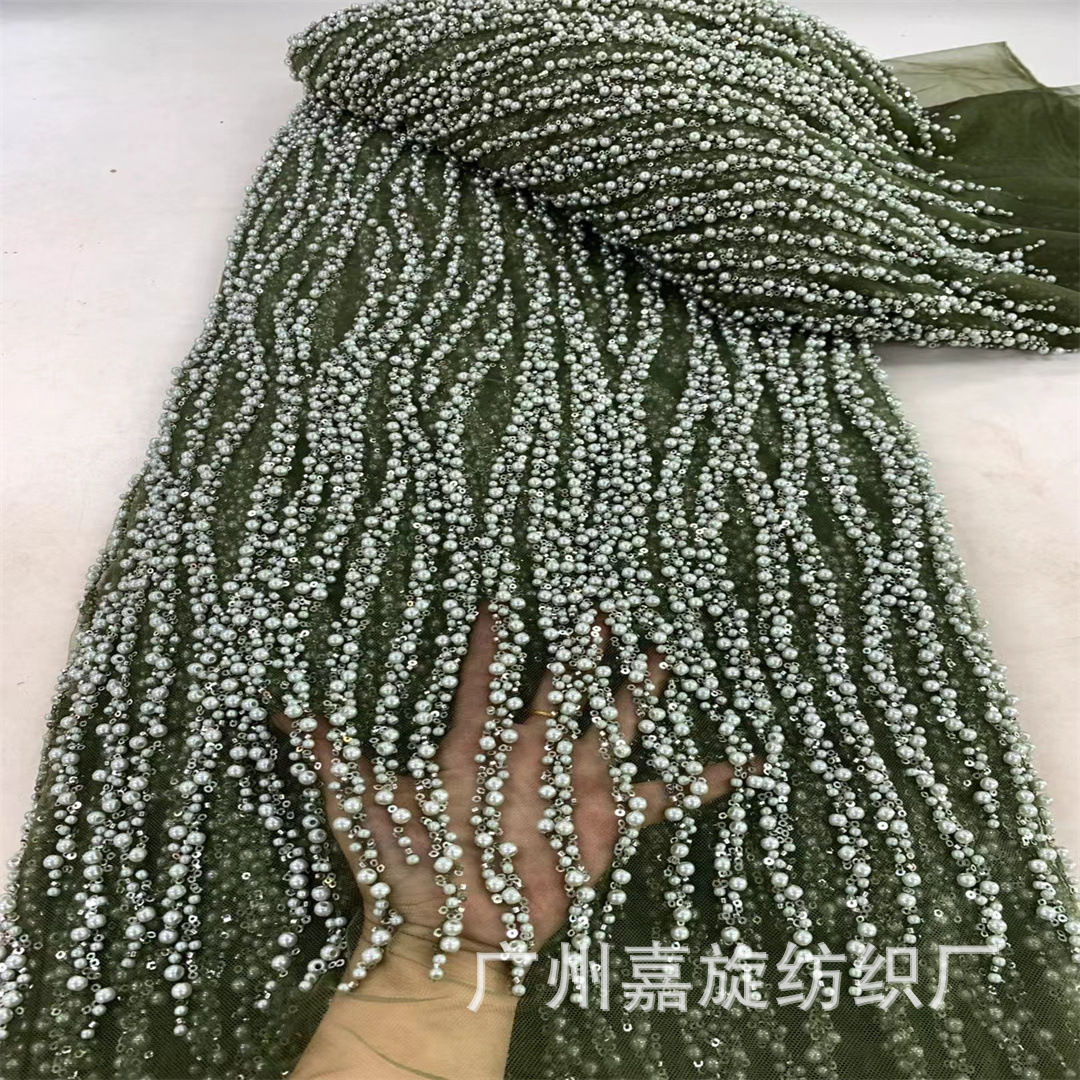 Inventario de tela de boda lineal de gran burbuja de malla de tela de boda de alta fijación francesa vestido de cuentas bordado encaje cuentas image 10