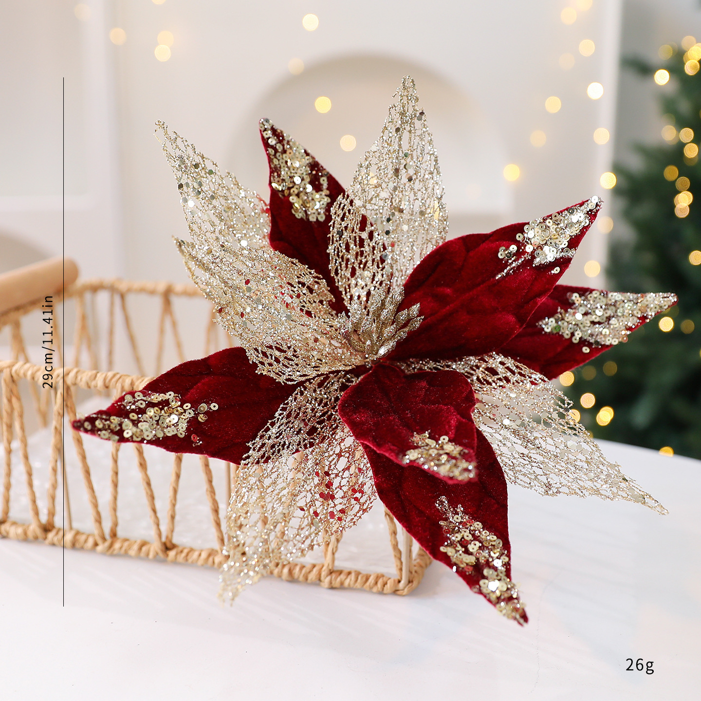 Flores de Navidad de sequillas flores de imitación tela de tela de tela decoración floral decoración de lana decoración de Navidad al por mayor