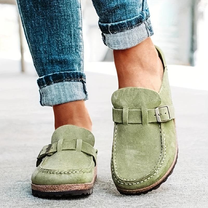 2025 New Cross-Border Dropshipping Women's Casual Mules Green Non-Slip Walking Shoes Loafers