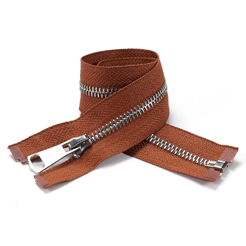 5-Number Metal Silver Zipper Down Jacket Coat Cotton Padded Jacket, 40–80 cm, Single-Slide Zipper Closure, Accessory Parts