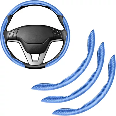 Fiber Steering Wheel Clip-On Cover, Steering wheel cover - fiber-blue-pack-of-3-38cm-round