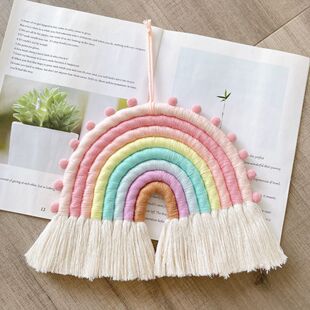 Ins Nordic Cotton Wool Ball Rainbow Woven Tapestries Wall Hanging Children's Room Decoration Wall Hanging Home Accessories