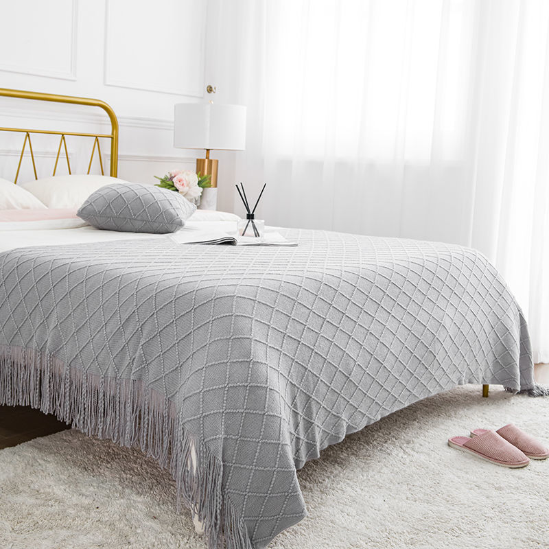 Toalla de cabecera retrógrada simple cama de alojamiento bandera cubierta decoración de apartamento de hotel red diamante jacquard bordilla