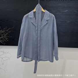 2026夏季新品时尚苎麻西装外套女开衫防晒小西服带腰带衬衫