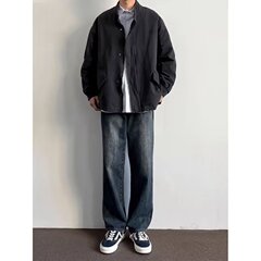 高街広脚ジーンズ男春秋潮牌ゆるいストレートジャケット