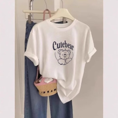 女性のための純綿半袖 Tシャツ 2025 新しいニッチ韓国スタイルファッショナブルな多用途外国スタイル白トップボトムシャツ夏