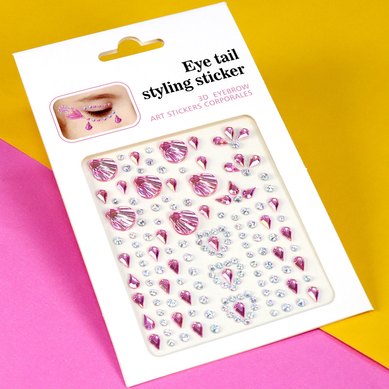 Pegatinas de Pedrería para Maquillaje Facial y Ojos de Resina Autoadhesivo Brillante para Maquillaje Facial y Ojos