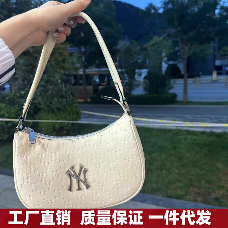 Korean Mlb Embossed Underarm Bag New Pu Leather Embossed Handbag Shoulder Bag Mahjong Bag Casual Versatile