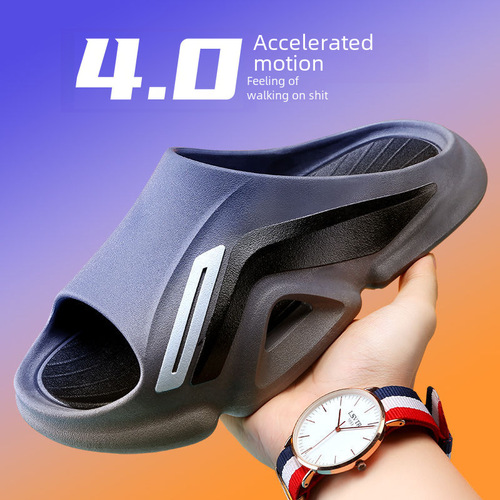 Trendy Sporty Men's Slippers for Outdoor Wear, Summer Wearable, Durable Thick Soles, Odor-Proof Cooling Slippers for Men, Shoe Covers for Outings, Beach Use