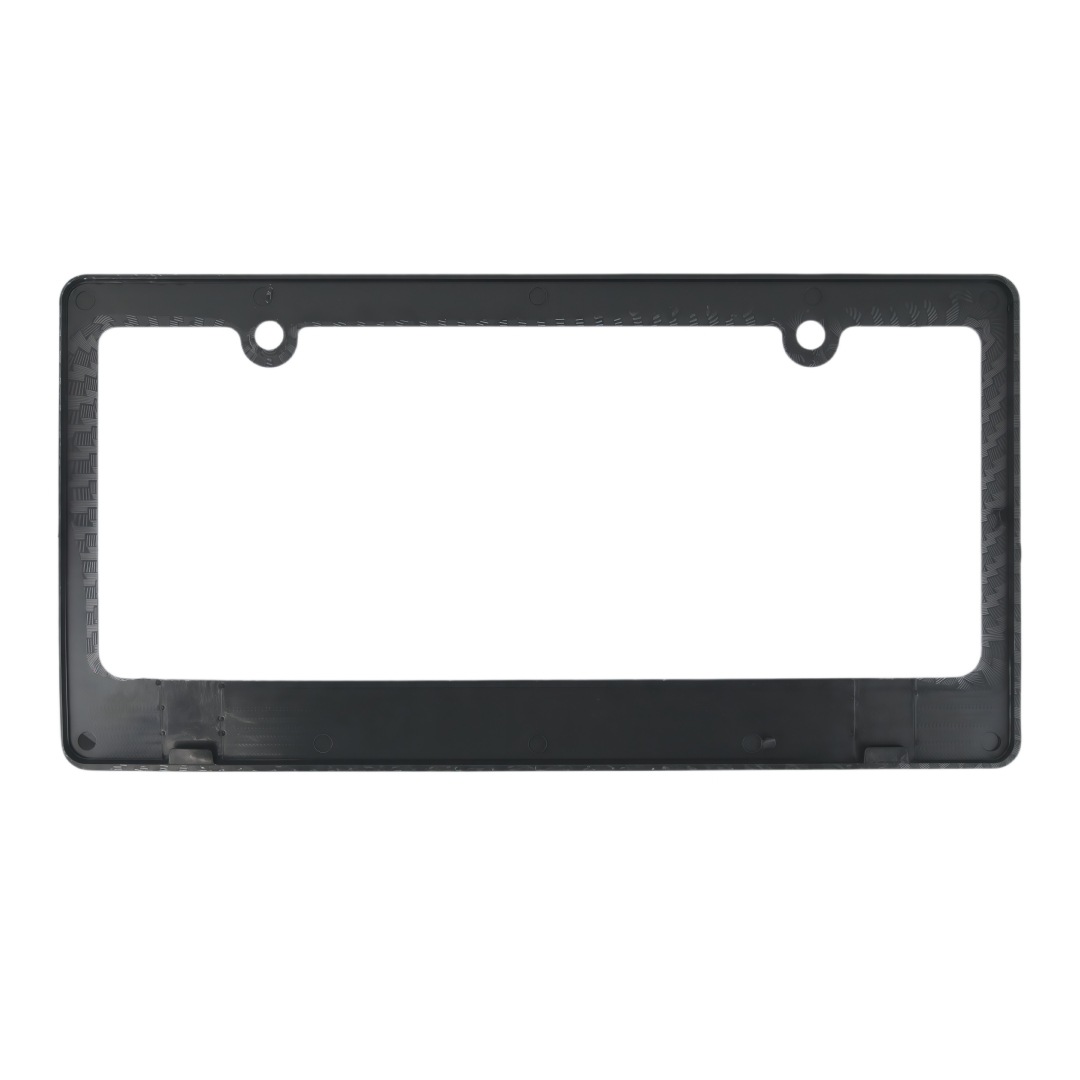New Foreign Trade Model, American Standard White Plastic Carbon Pattern License Plate Frame with Narrow Top and Wide Bottom