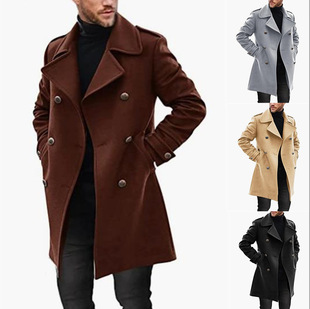 2023 in stock wholesale European and American plus size autumn and winter woolen coat men's Amazon woolen coat more than AliExpress color code