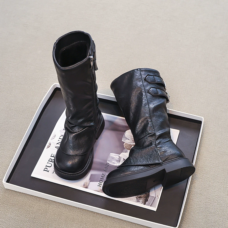 Demi-season ethnic children's school high boots, ethnic style