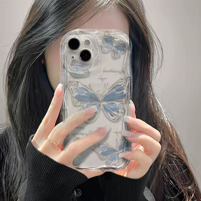 Crystal Butterfly para iphone16promax funda para teléfono móvil transparente Apple 15 anti-caída 14pro Japón y Corea 13/12