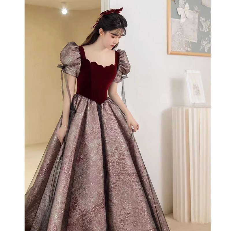 Brindis ropa novia temperamento de gama alta arte vocal examen vestido de noche anfitrión femenino banquete luz nicho de lujo Sentido de gama alta