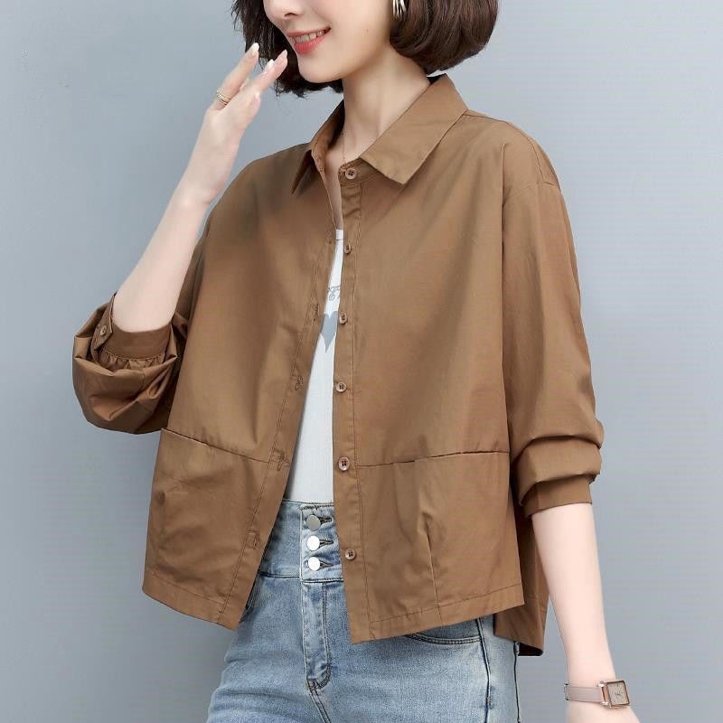Long-Sleeved Shirt Women's Jacket 2025 Spring & Fall New Korean Style Foreign Style Large Size Middle-Aged Mother's Top with Versatile Elegant