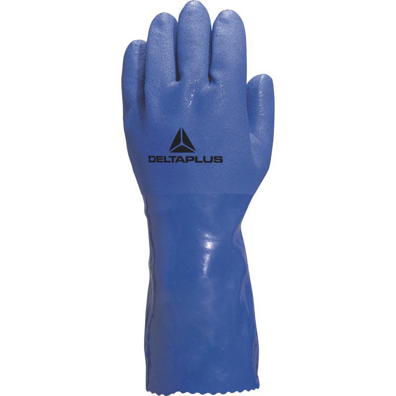Delta 201780 guantes de trabajo azul antideslizante recubrimiento de PVC revestimiento de algodón resistente al desgaste