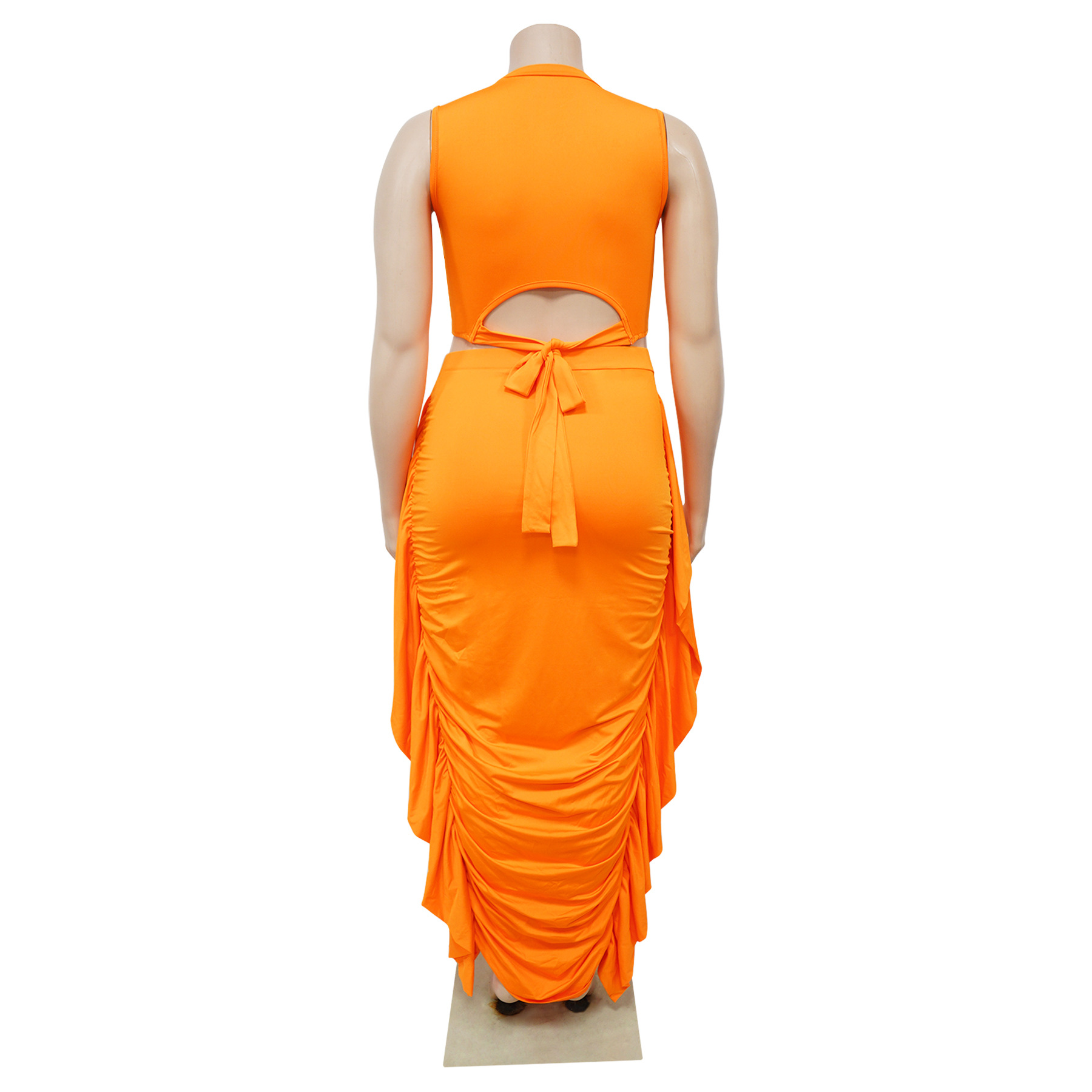 Completo due pezzi sexy con frange donna outfit senza maniche_voghion.com