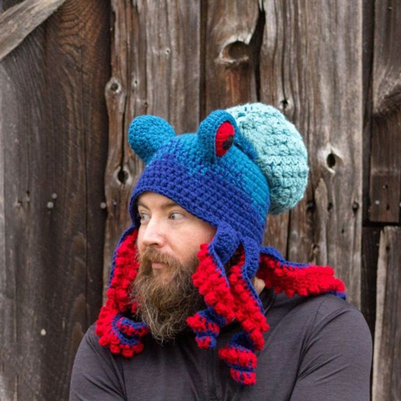 Amazon comercio exterior nueva fiesta transfronteriza para adultos Tricky Funky Octopus Head Sombrero de pulpo de ganchillo