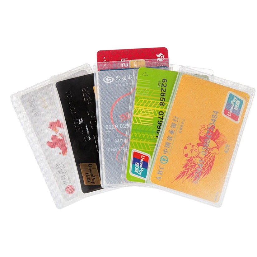 Card holder certificate set bank card holder frosted anti-magnetic waterproof transparent 2 card bit bus PVC ID card protective cover T