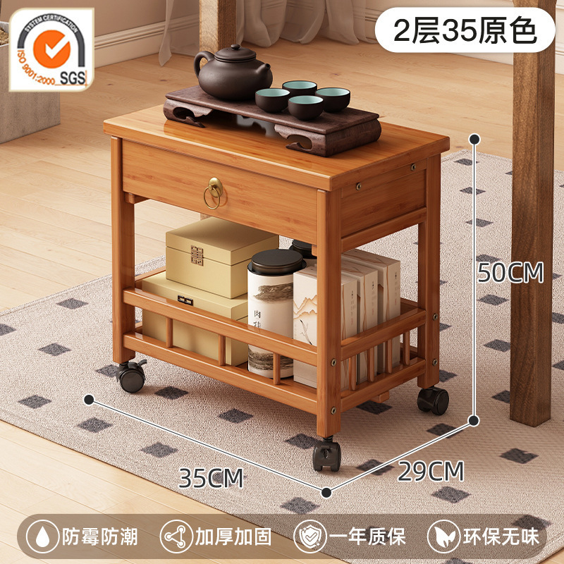 新しい中国風のモバイルコーヒーテーブル肥厚カート収納ラックオフィススタディティーテーブル車輪付きティーキャビネット|undefined